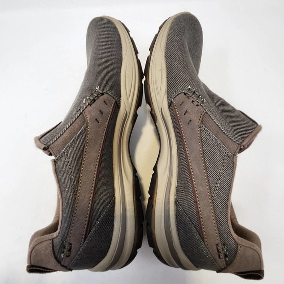 Skechers Skech Air Elment Legon Slip Loafers Moc Mens 9 Taupe Brown Canvas Shoes - Picture 8 of 9